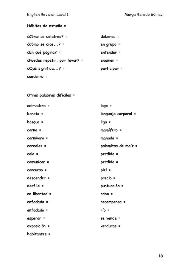 English revision level 1
