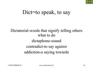 English Roots And Their Meanings For Better Word Power | ODP