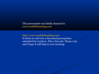 This powerpoint was kindly donated to
www.worldofteaching.com
http://www.worldofteaching.com
Is home to well over a thousa...