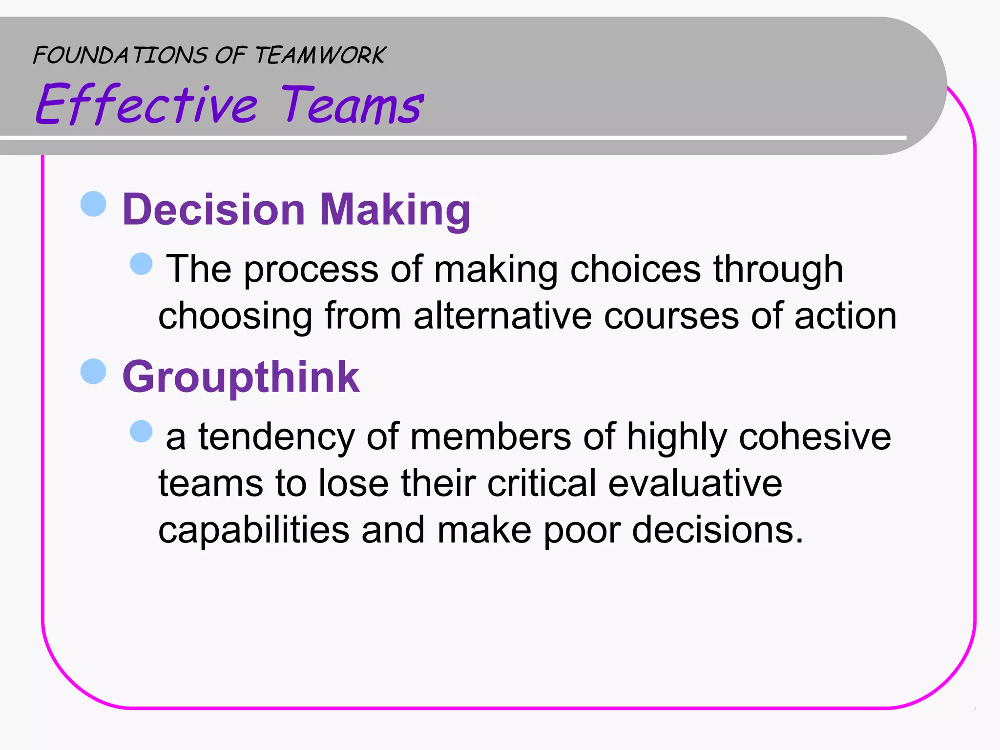 Importance of teamwork in an organization ppt
