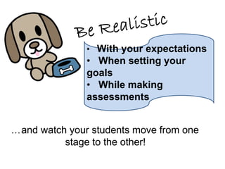 • With your expectations
• When setting your
goals
• While making
assessments
. . . and watch your students move from one
stage to the other!
 