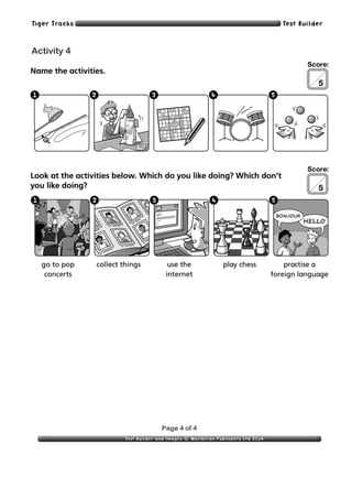 English test 6º unit 1