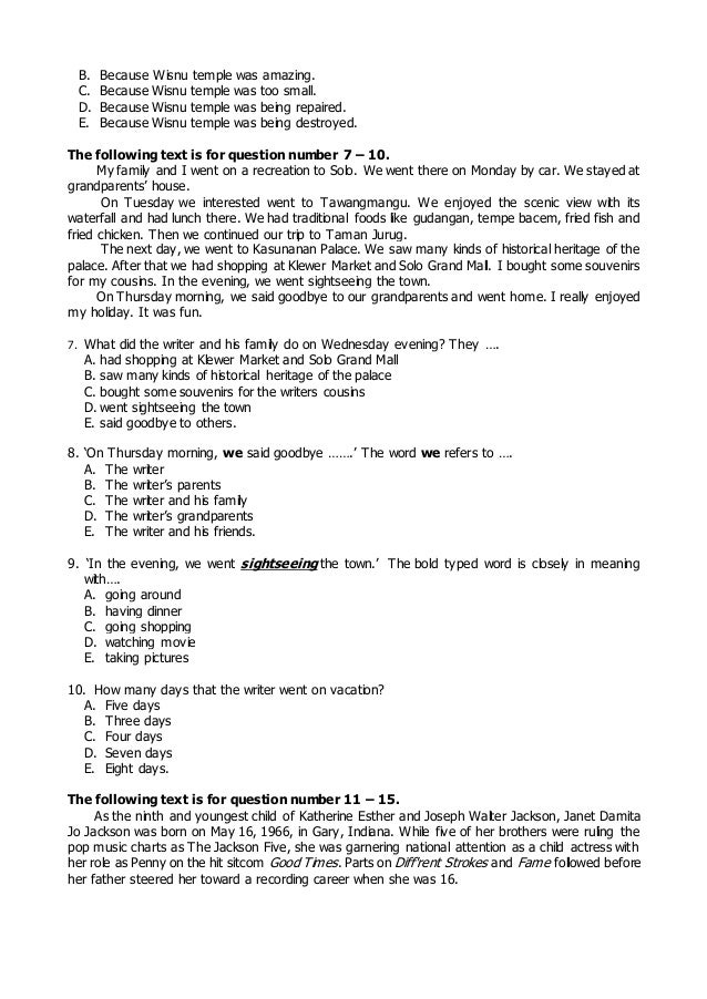 English Test Recount Text Kelas 10
