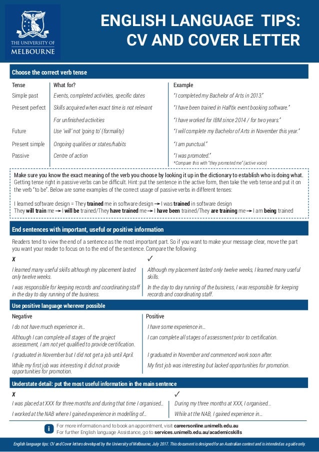 English Tips For Resume And Cover Letter