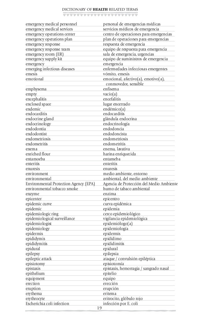 English to spanish medical dictionary