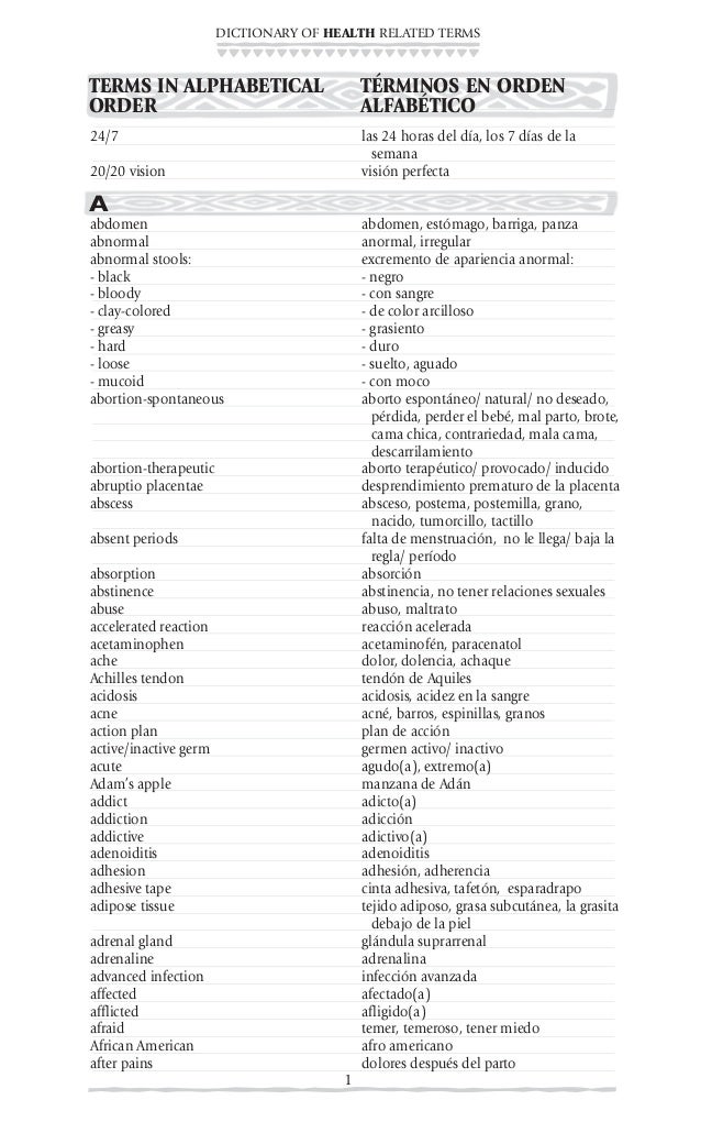 English to spanish medical dictionary