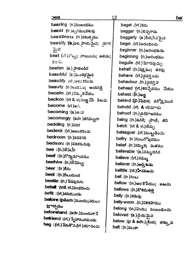 English To Telugu Dictionary