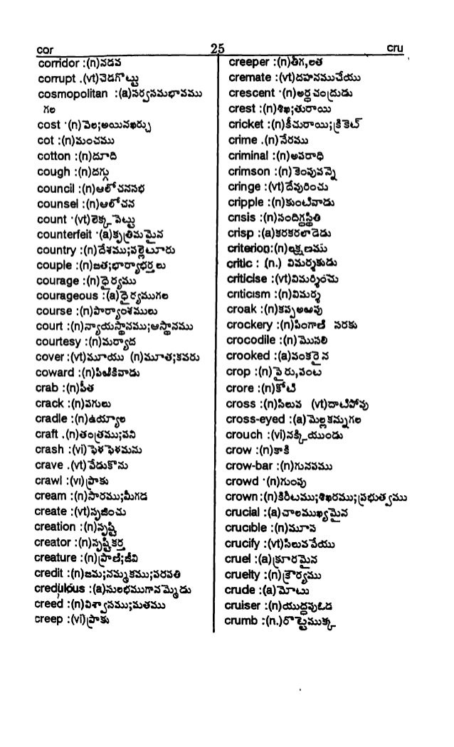 English To Telugu Dictionary