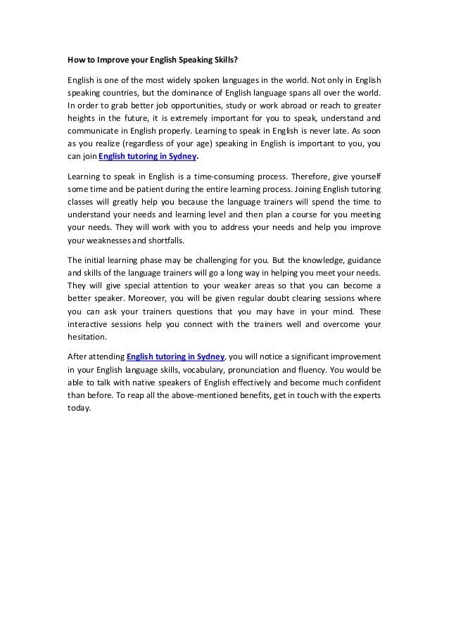 How To Improve Your English Speaking Skills