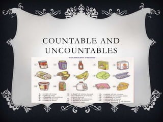 COUNTABLE AND
UNCOUNTABLES
 