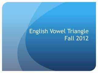 English Vowel Triangle
            Fall 2012
 