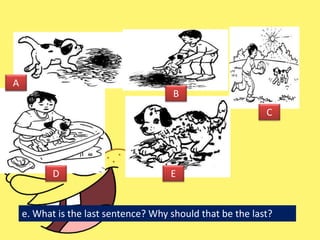 A
B
C
D E
e. What is the last sentence? Why should that be the last?
 