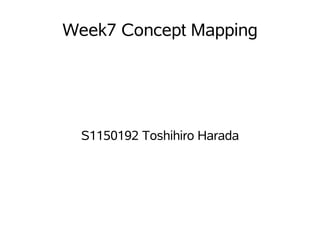 Week7 Concept Mapping




 S1150192 Toshihiro Harada
 