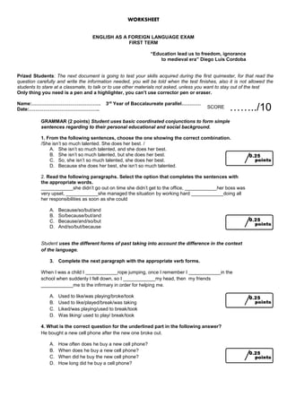 English worksheet | PDF