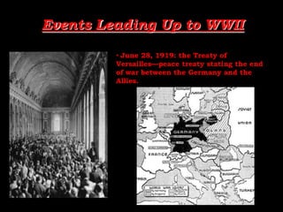 Events Leading Up to WWII ,[object Object],[object Object],[object Object],[object Object],[object Object],[object Object]