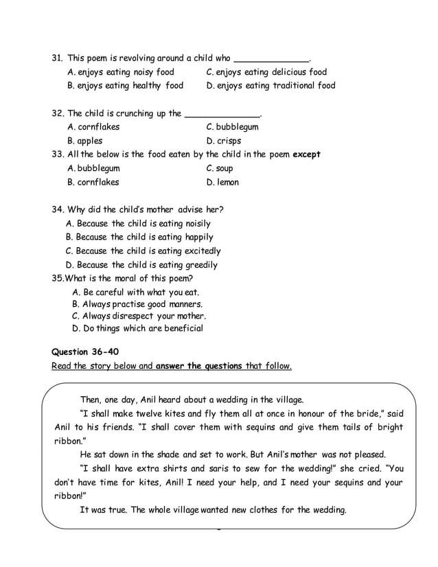 English year 4 kssr paper 1 | DOCX | National & Civic Holidays | Holidays