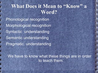 The technical aspects of linguistics and how they work in the classroom 