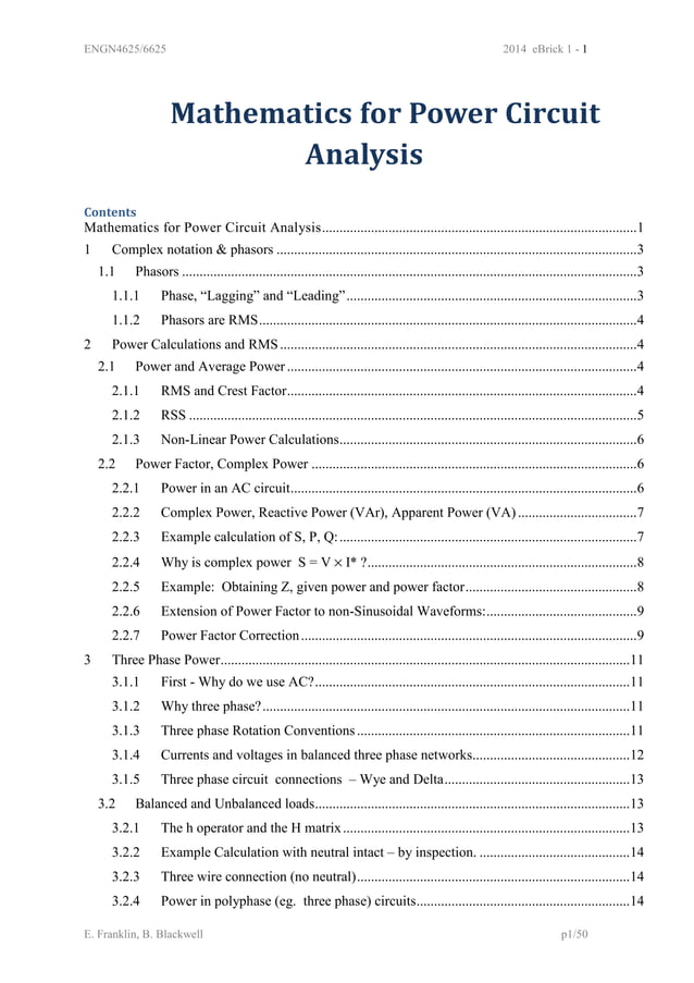Engn4625 e brick1_2014_ circuitanalysismaths | PDF
