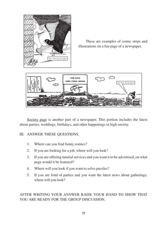 News Paper Comic Examples Eng parts of a newspaper | PDF