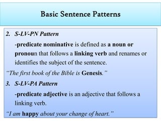 Sentence Pattern Examples Pa Kinds of sentence | PPTX