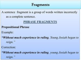 Fragment In Writing Examples Kinds of sentence | PPTX