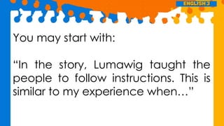 Retelling and Sequencing Indigenous Myths: The Igorot Creation Story | PPTX