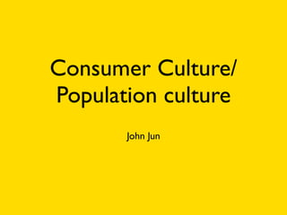 Consumer Culture/
Population culture
       John Jun
 