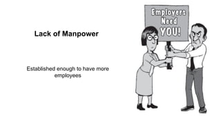 Lack of Manpower
Established enough to have more
employees
 
