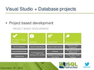 Visual Studio + Database projects
 Project based development

December 13th, 2013

#sqlsat264

 