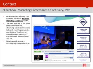 Context
“Facebook	
  	
  MarkeBng	
  Conference”	
  on	
  February,	
  29th
•         On	
  Wednesday,	
  February	
  29th...