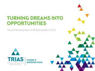 TURNING DREAMS INTO
OPPORTUNITIES
The self-development of 60,000 people in 2015
 