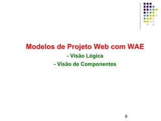 9
Modelos de Projeto Web com WAE
- Visão Lógica
- Visão de Componentes
 