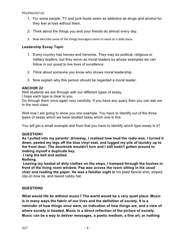 What are the five types of essays