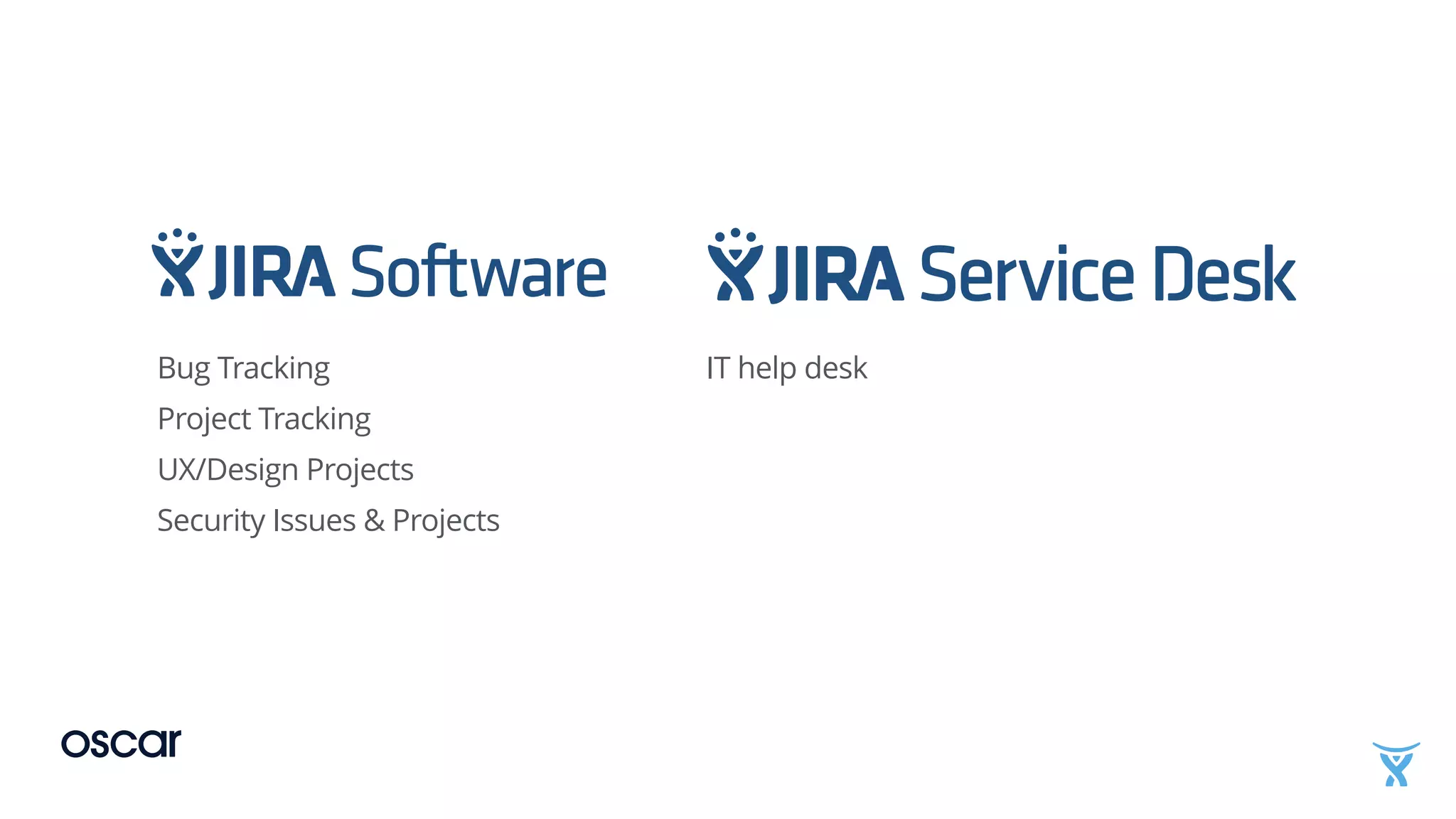 Bug Tracking
Project Tracking
UX/Design Projects
Security Issues & Projects
IT help desk
 