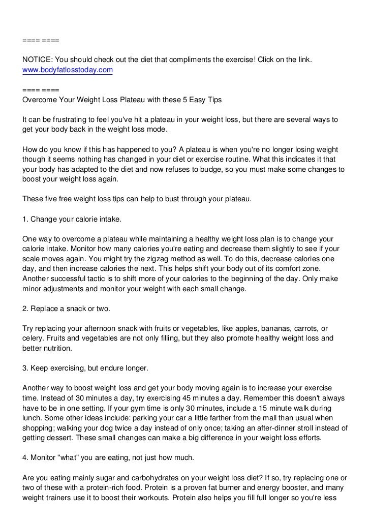 Beat Your Weight Loss Plateau With These 5 Easy Tips slideshare