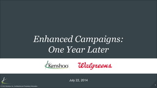 1
© 2014 Kenshoo, Inc. Confidential and Proprietary Information
Enhanced Campaigns:
One Year Later
July 22, 2014
 