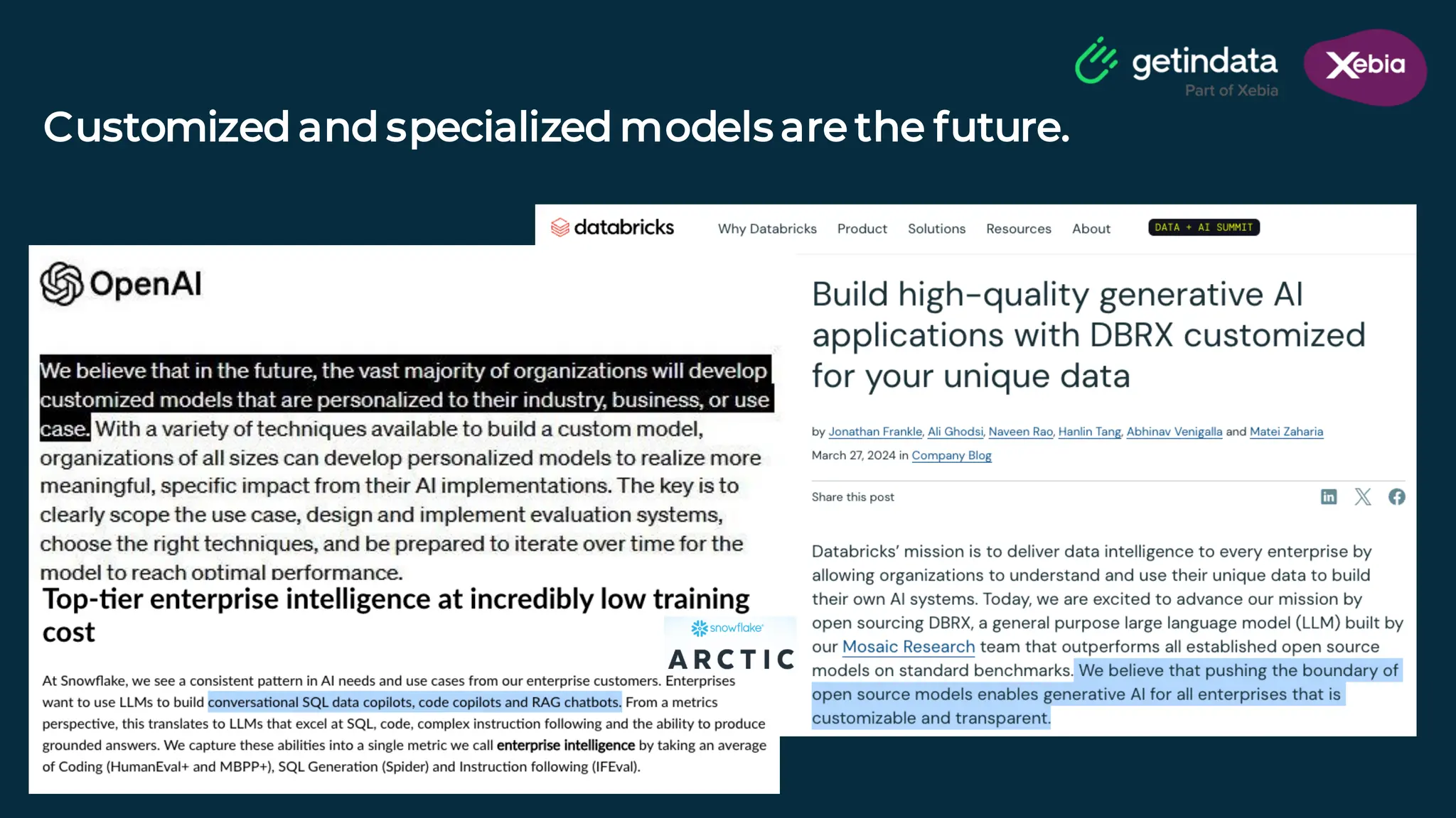 © Copyright. All rights reserved. Not to be reproduced without prior written consent.
Customized and specialized models are the future.
 