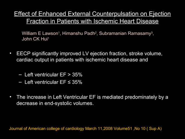 Enhanced external counterpulsation (eecp) role in | PPT | Heart and ...