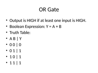 Comprehensive Guide to Logic Gates in Digital Electronics | PPTX
