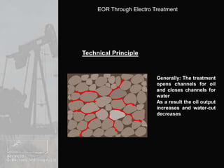 Technical PrincipleGenerally: The treatment opens channels for oil and closes channels for waterAs a result the oil output increases and water-cut decreases