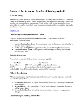 Enhanced Performance: Benefits of Rooting Android | DOCX