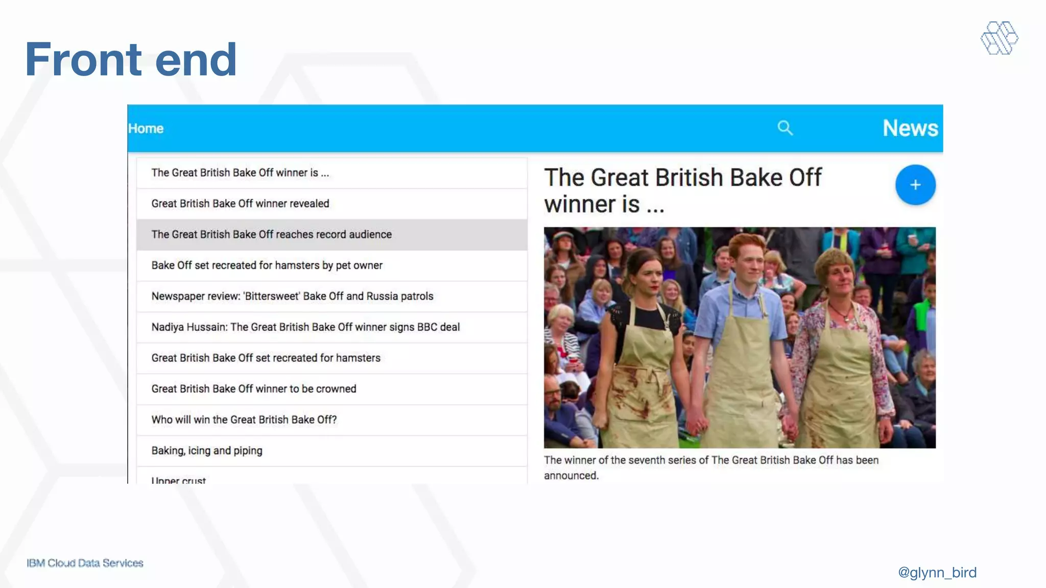 @glynn_bird
Front end
 