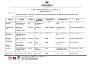 Comprehensive Sports Development Program Action Plan for School Year ...