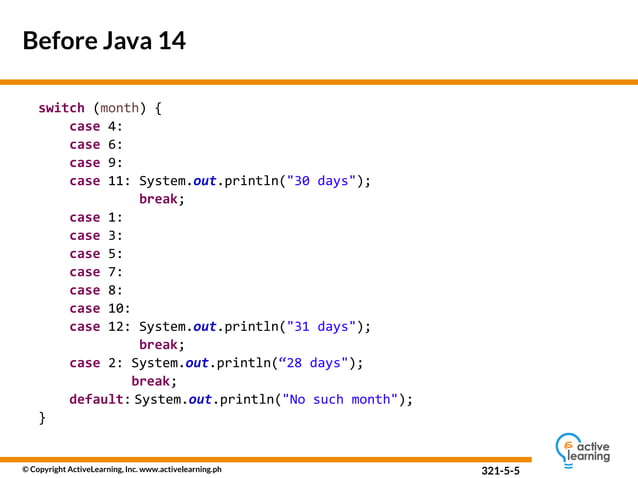 Enhanced switch statement in Java 14 | PPT