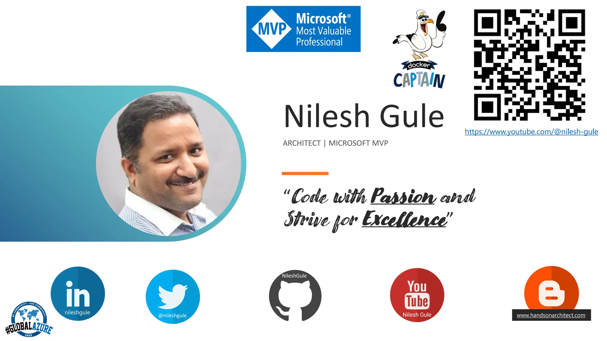 Nilesh Gule
ARCHITECT | MICROSOFT MVP
“Code with Passion and
Strive for Excellence”
nileshgule
@nileshgule Nilesh Gule
NileshGule
www.handsonarchitect.com
https://www.youtube.com/@nilesh-gule
 