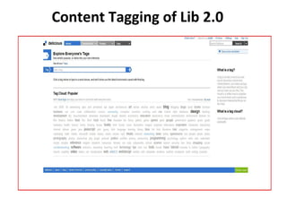 Content Tagging of Lib 2.0 