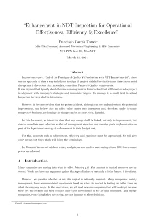 “Enhancement in NDT Inspection for Operational
Effectiveness, Efficiency & Excellence”
Francisco Garcı́a Torres∗
MSc BSc (...