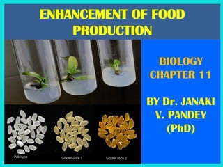 ENHANCEMENT OF FOOD
PRODUCTION
BIOLOGY
CHAPTER 11
BY Dr. JANAKI
V. PANDEY
(PhD)
 