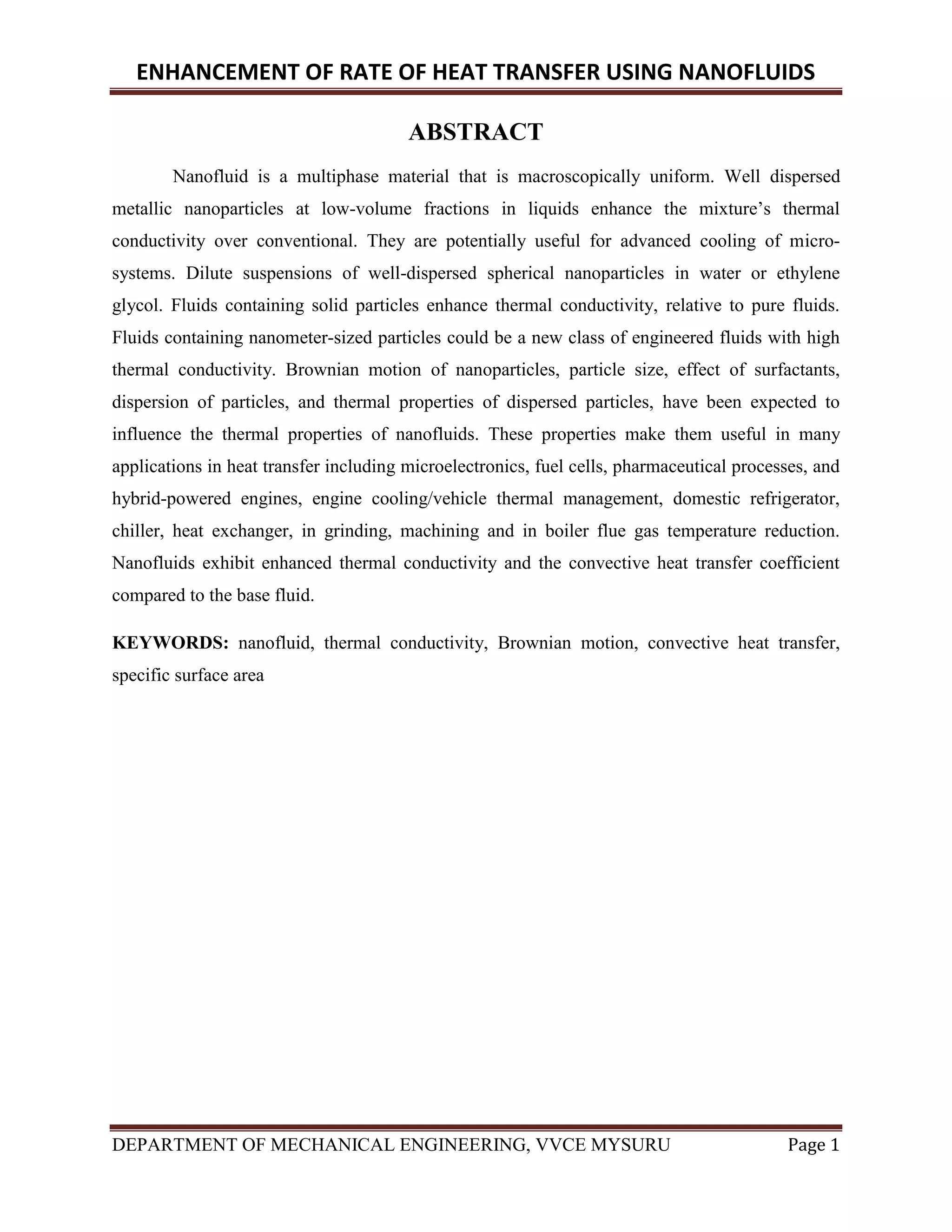 Enhancement of rate of heat transfer using nanofluids | PDF