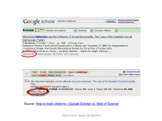 ©2016-2017 Nader Ale Ebrahim
Source: How to track citations – Google Scholar vs. Web of Science
 